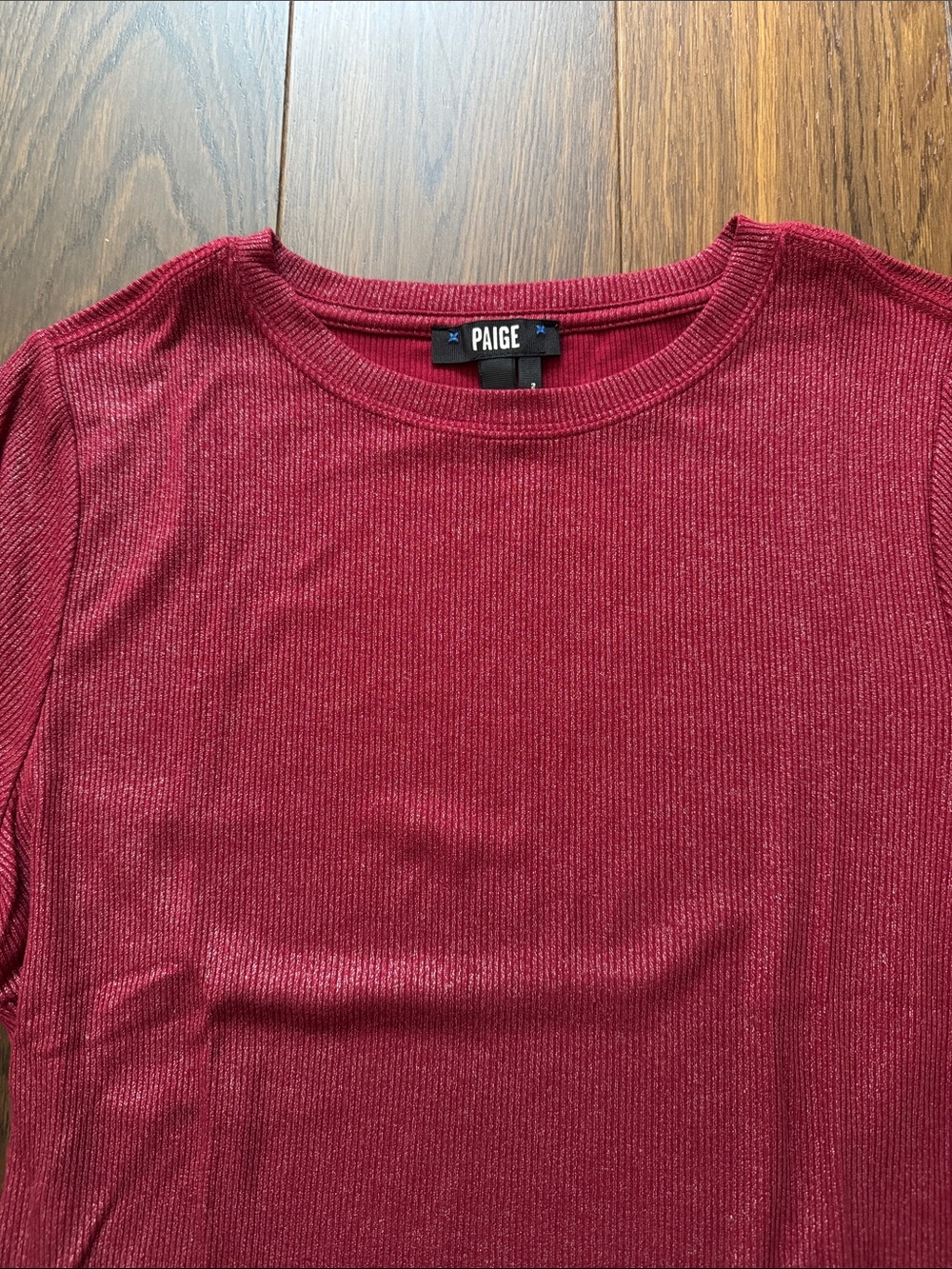 PAIGE Short Sleeve Ribbed Tee - Raspberry - Picture 3 of 8